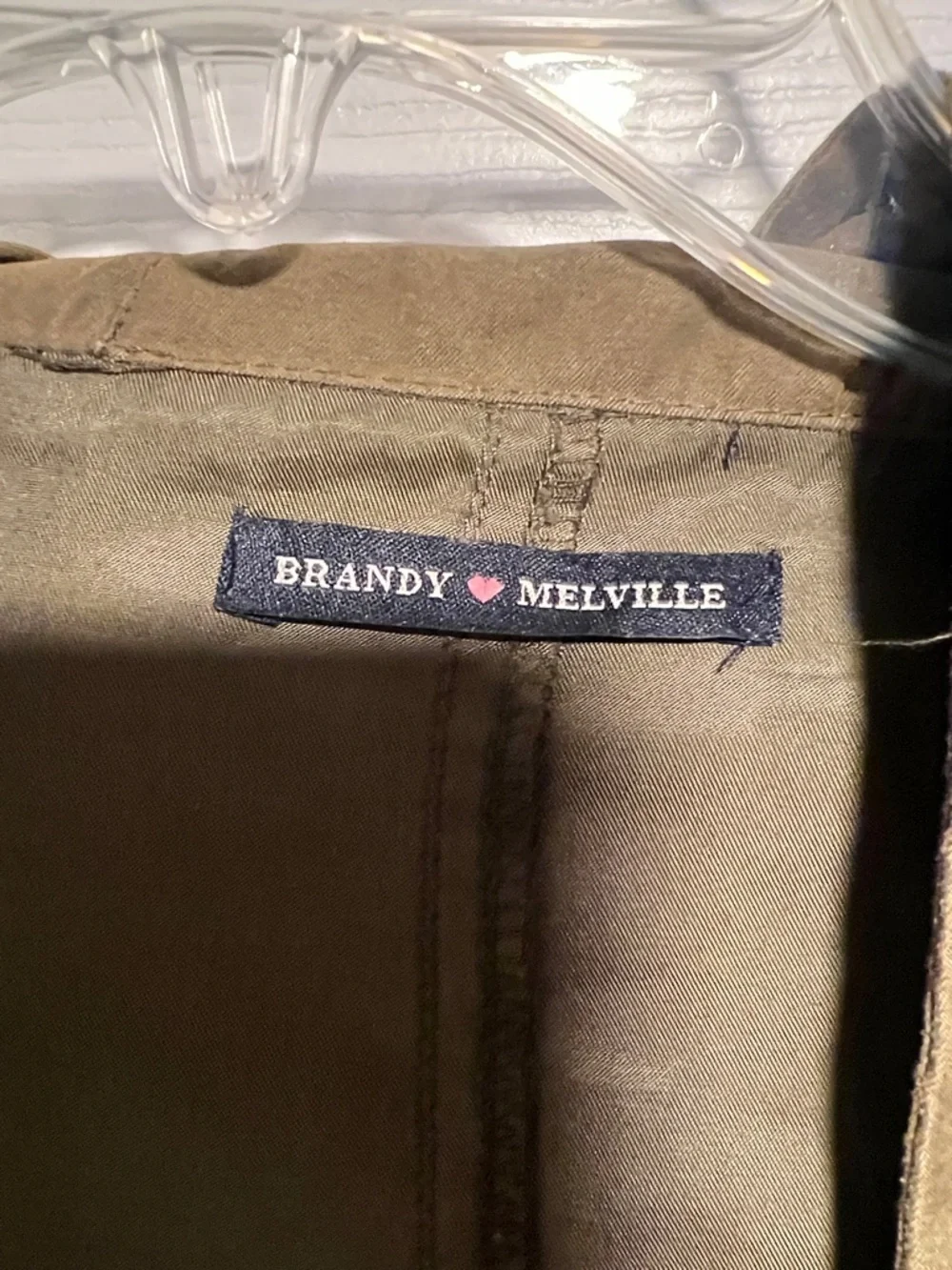 Brandy Melville Olive Green Hooded Military Jacket - Picture 6 of 6